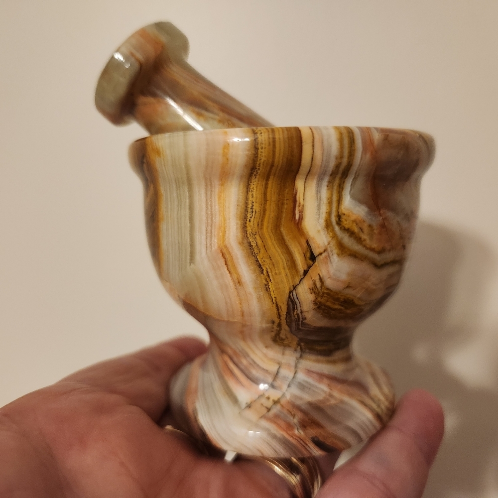 Green Onyx Mortar And Pestle 3.25" Tall - Picture 10 of 16